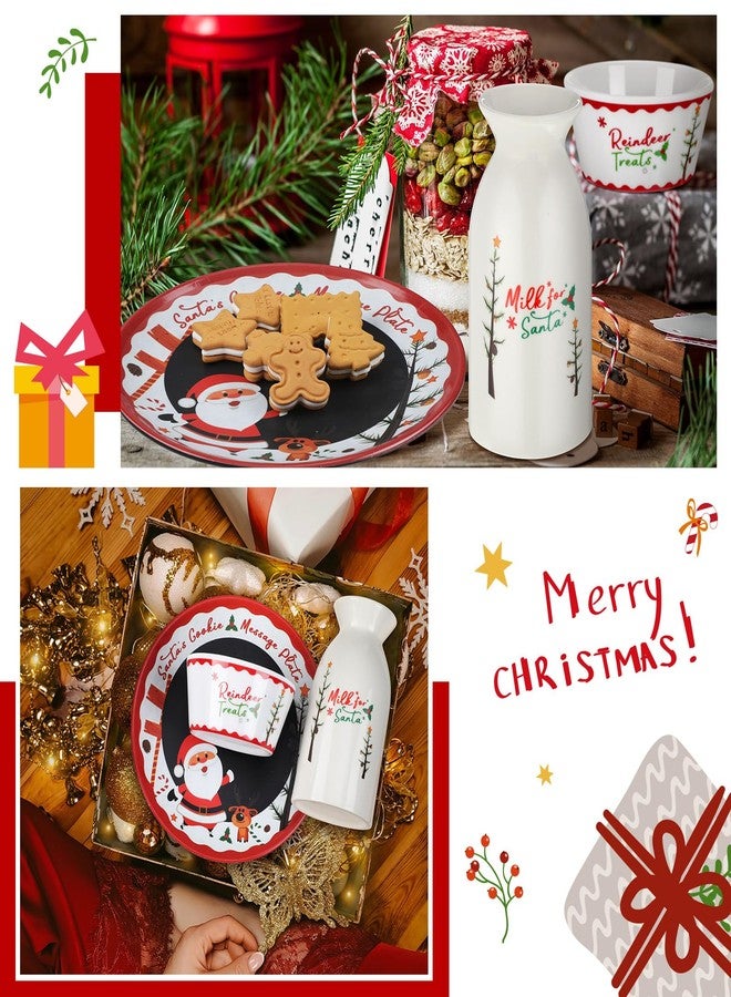 Nitial 4 Pcs Christmas Cookies for Santa Plate Set Message Santa Milk Jar Reindeer Treat Bowl Chalk Xmas Dinnerware Set for Christmas Eve Gift Holiday - Image 4